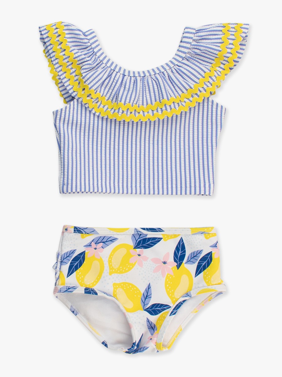 Lemon Capri Ric Rac Ruffle Tankini 2-Piece Swimsuit, with Signature Rear Ruffles