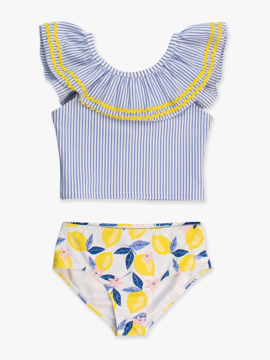 Lemon Capri Girls Ric Rac Ruffle Tankini 2-Piece Swimsuit