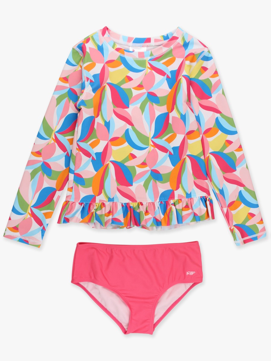 Tropical Adventure Long Sleeve Rash Guard 2-Piece Swimsuit