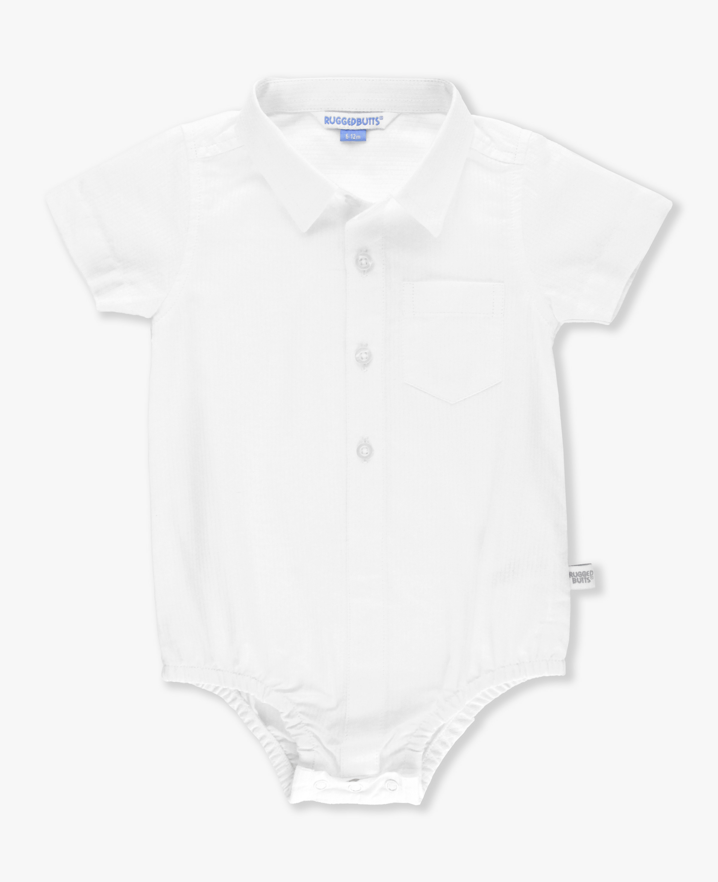 Dobby White Short Sleeve Button Up Bodysuit