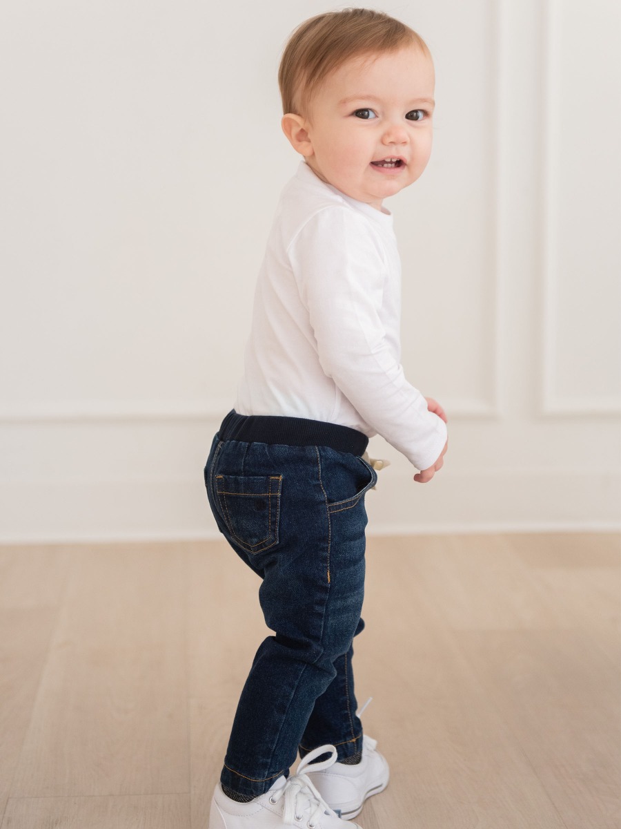 Boys Medium Wash Pull-on Jeans