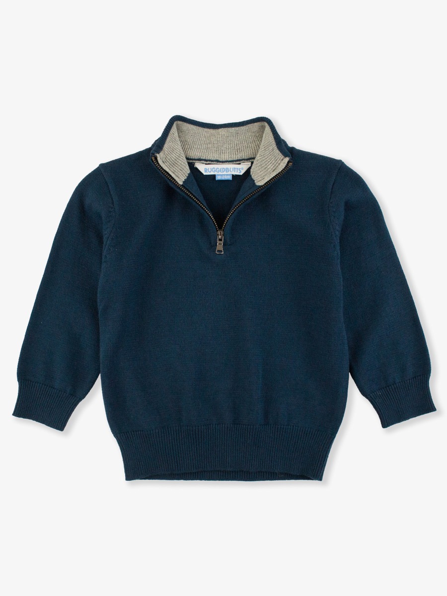Dark Navy Quarter Zip Sweater - 18-24m