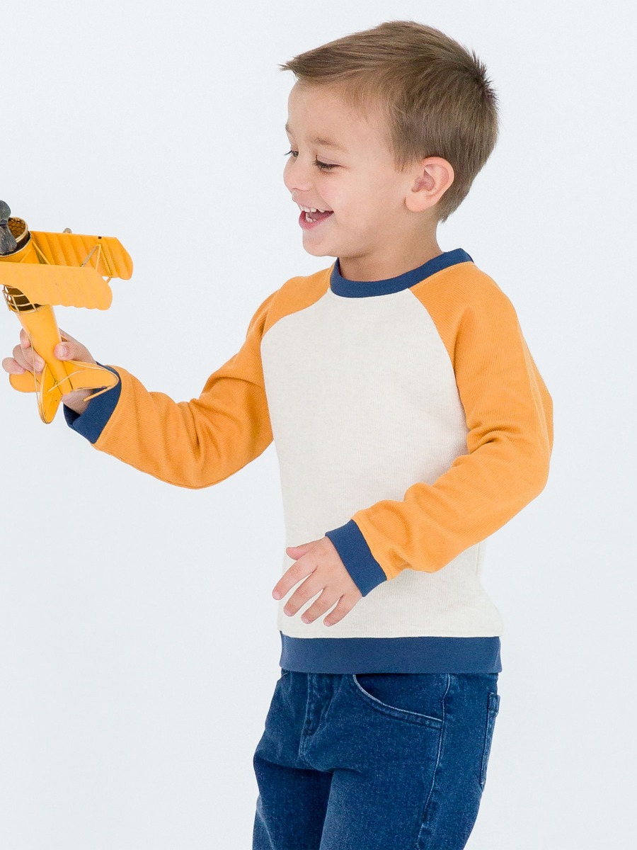 Heather Oatmeal Color Block Knit Raglan Sweatshirt