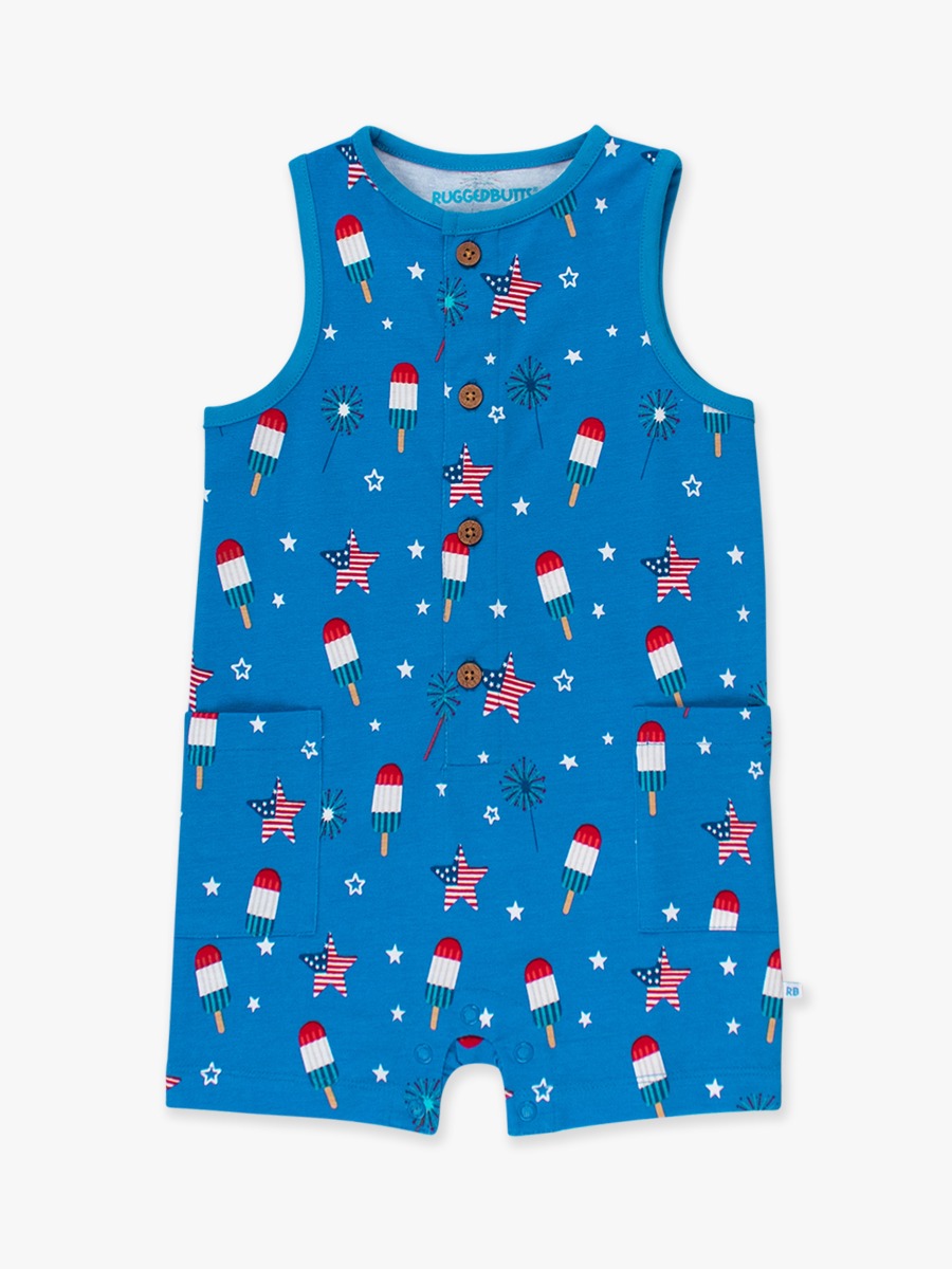 Freedom Fireworks Pocket Knit Romper