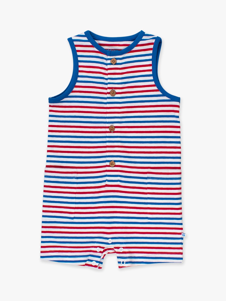 Red White & Blue Stripe Pocket Knit Romper