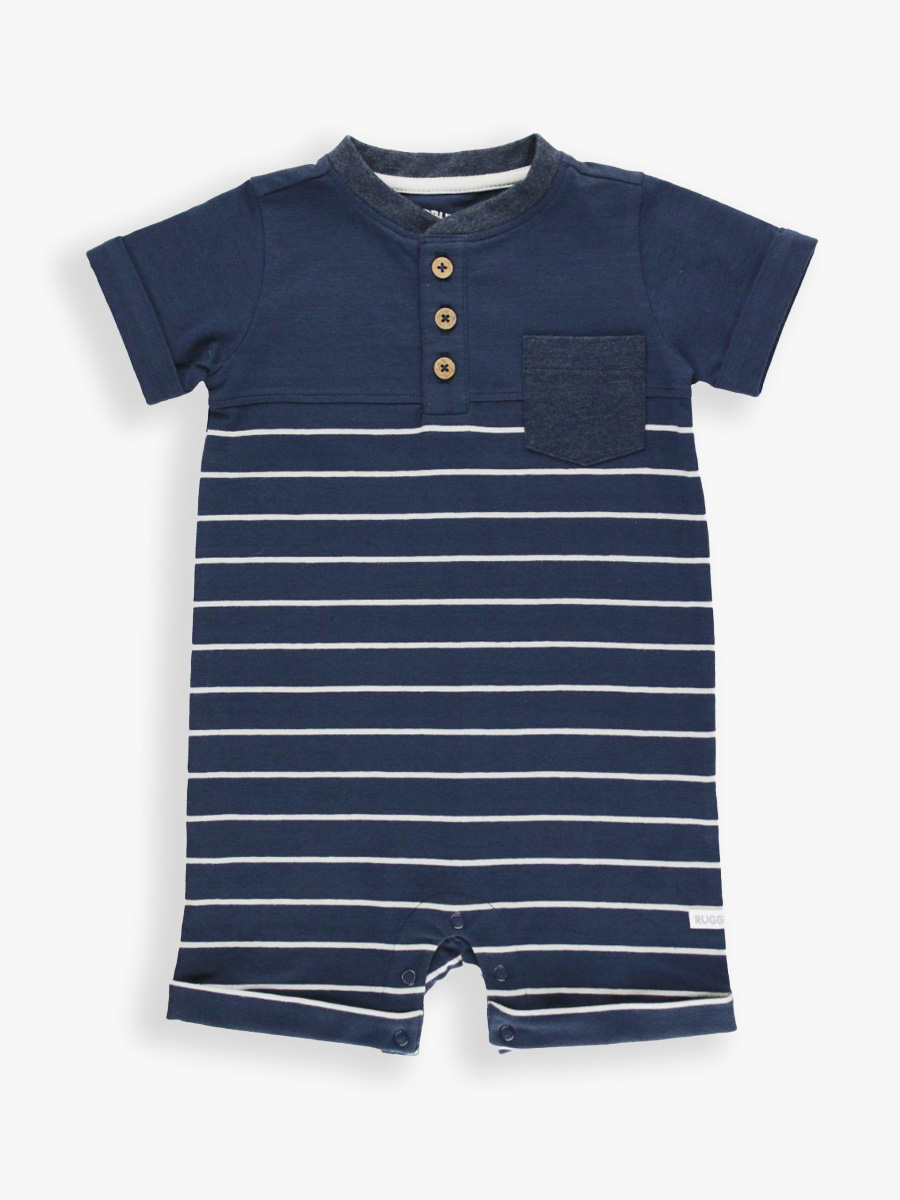 Navy and Gray Stripe Henley Romper