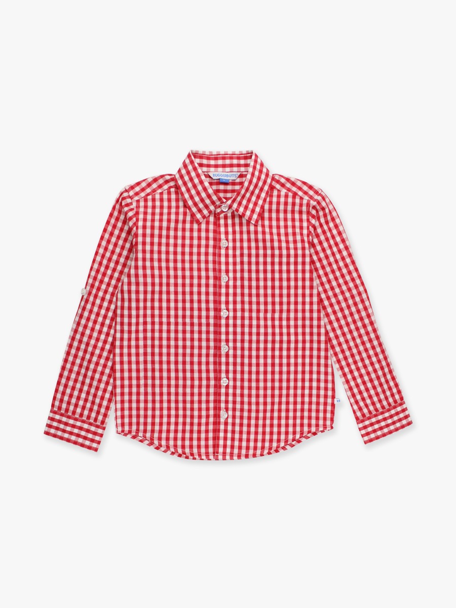 Classic Red Gingham Long Sleeve Button Down Shirt