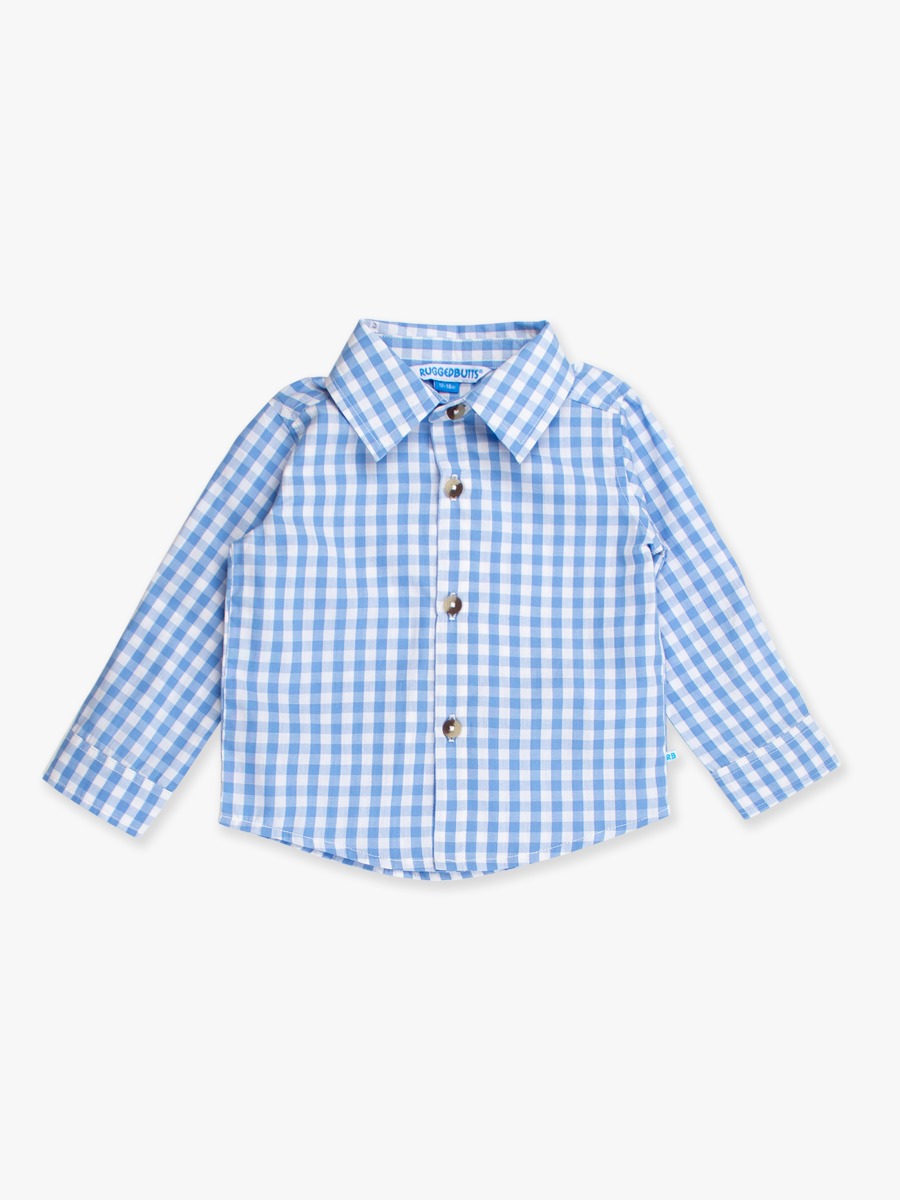 Classic Periwinkle Blue Gingham Long Sleeve Button Down Shirt