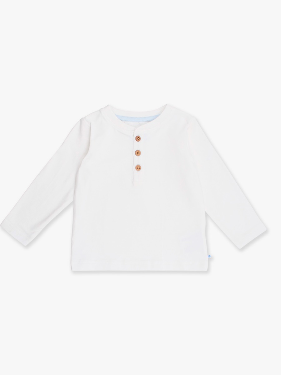 White Knit Long Sleeve Henley Tee