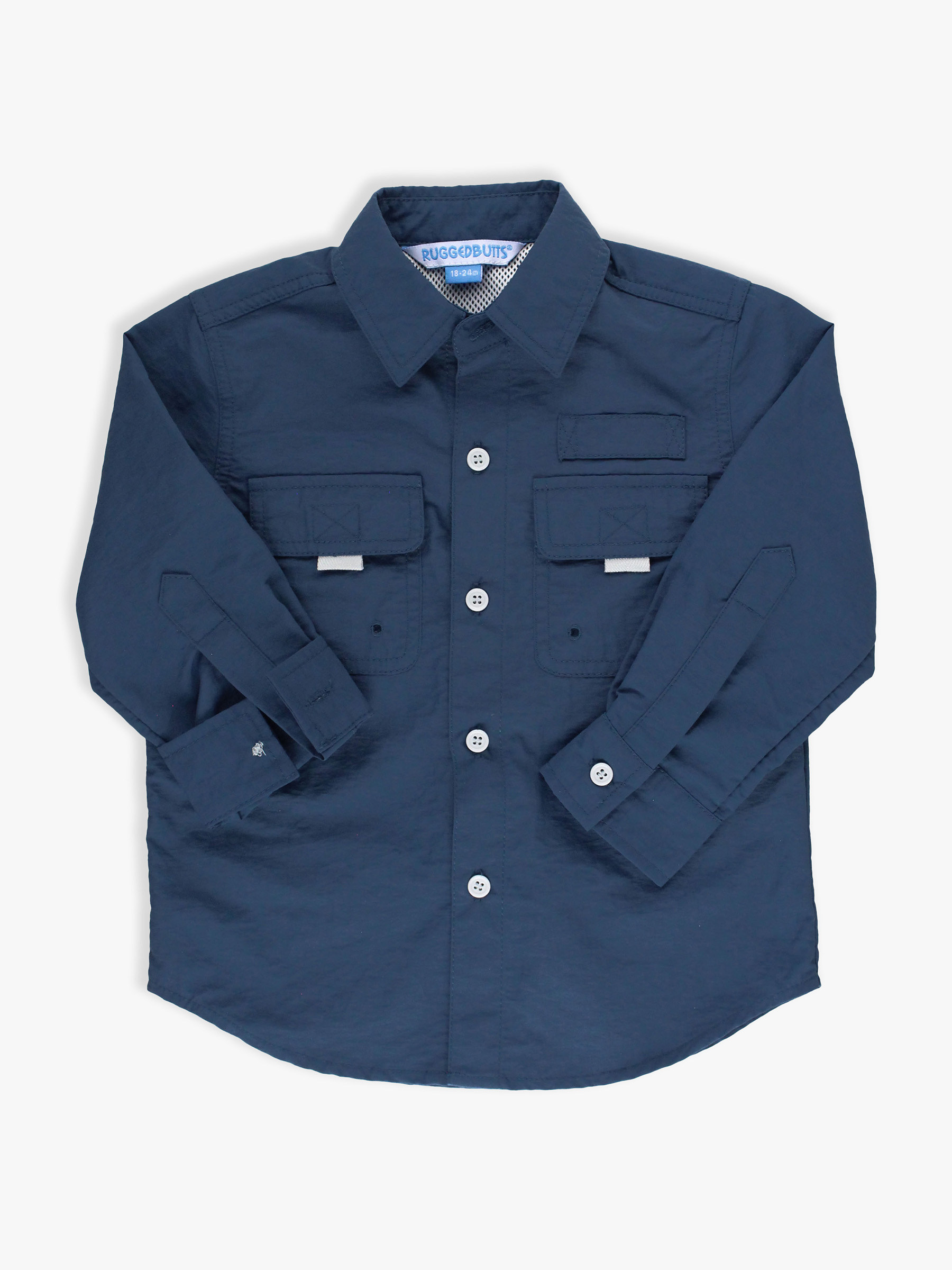 Navy Sun Protective Button Down Shirt - 3-6m