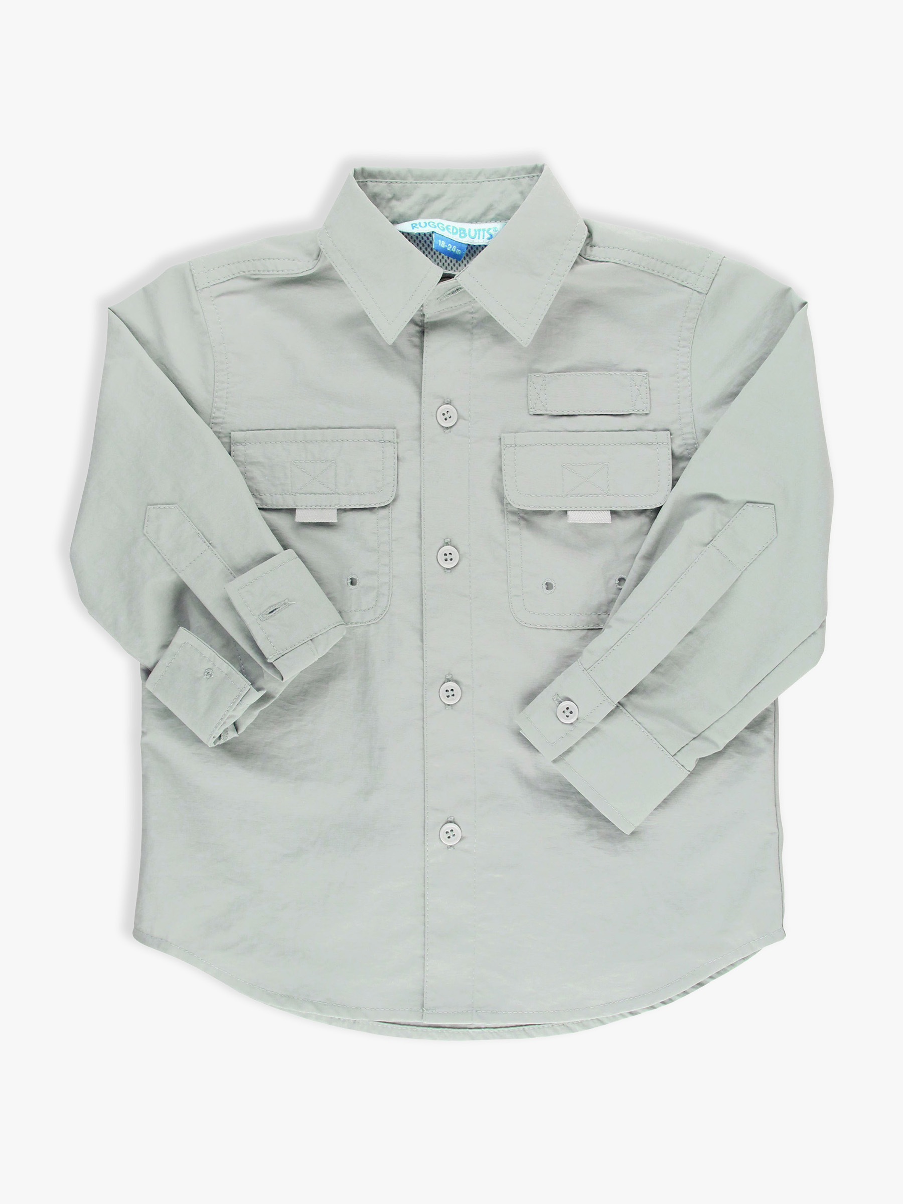 Harbor Gray Sun Protective Button Down Shirt - 3-6m