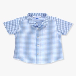 Cornflower Blue Gingham Short Sleeve Button Down Shirt
