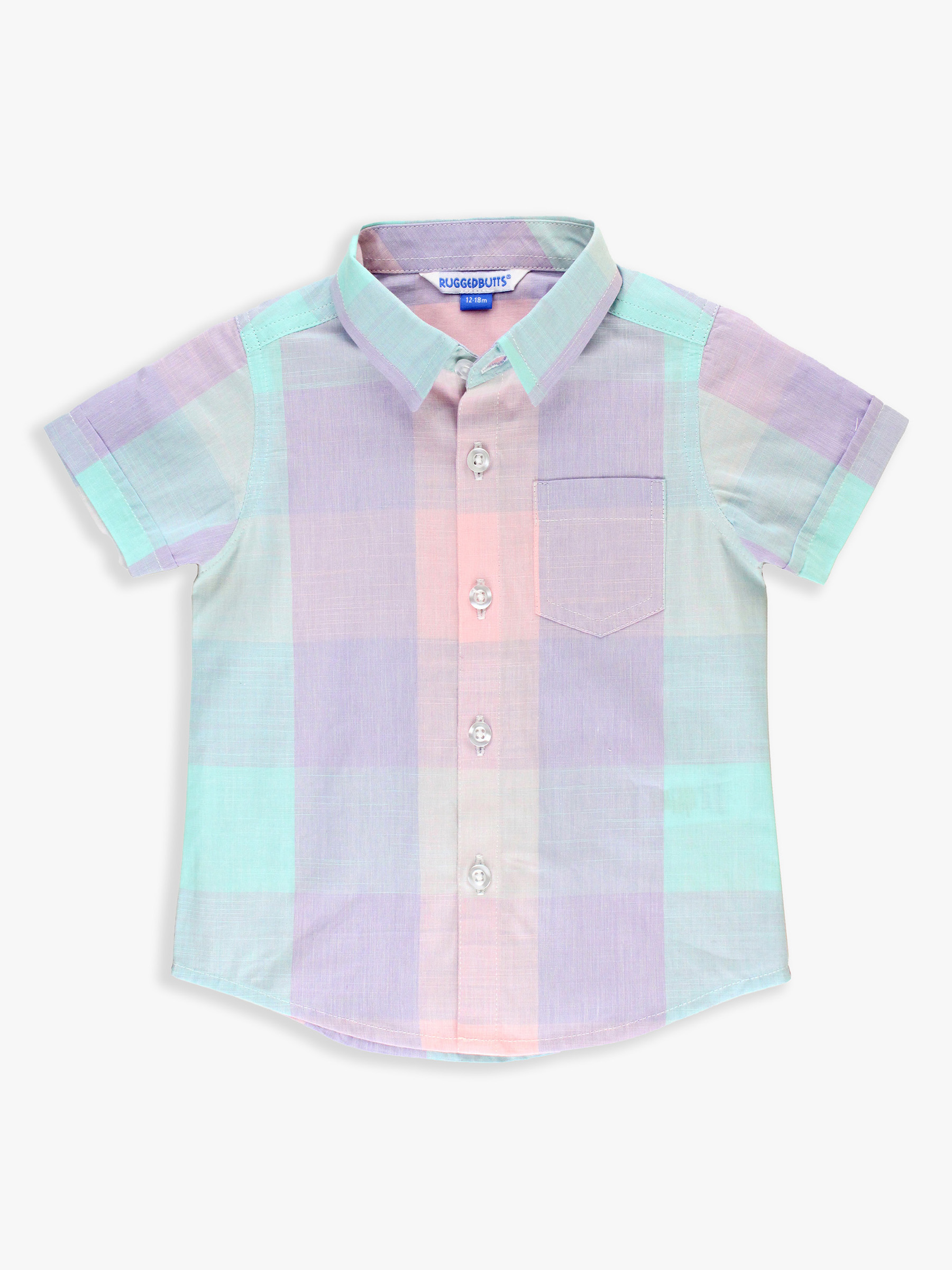 Cotton Candy Plaid Short Sleeve Button Down Shirt