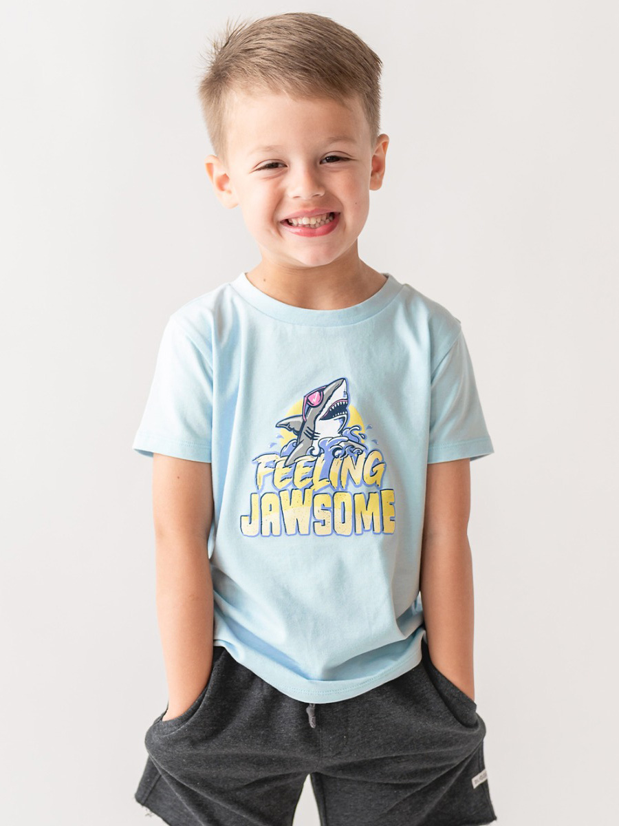 Light Blue Boys' Short Sleeve Graphic Tee