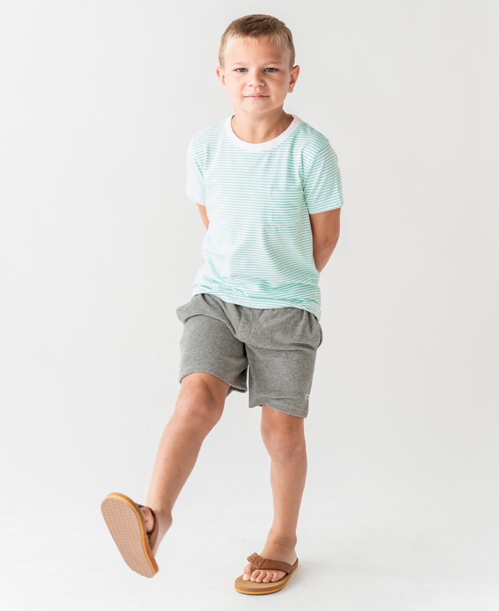 Vintage Aqua Stripe Short Sleeve Pocket Tee
