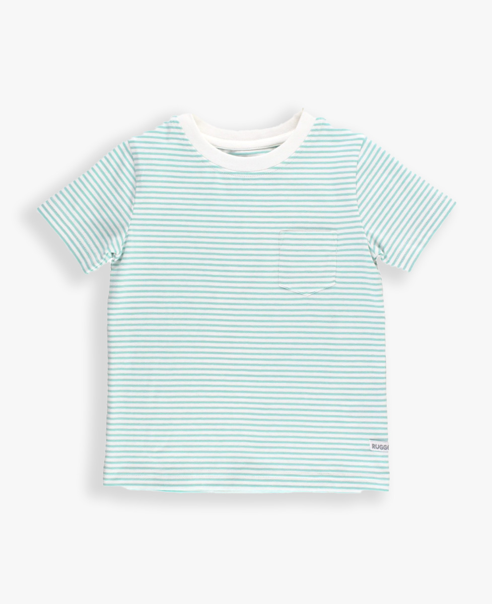 Vintage Aqua Stripe Short Sleeve Pocket Tee