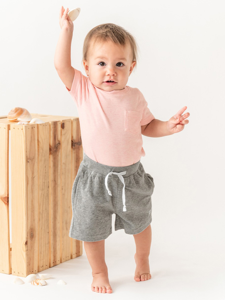 Pale Pink Short Sleeve Pocket Bodysuit