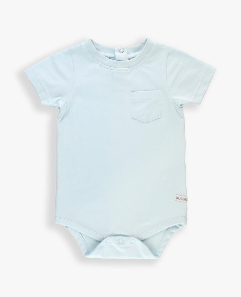 Light Blue Short Sleeve Pocket Bodysuit