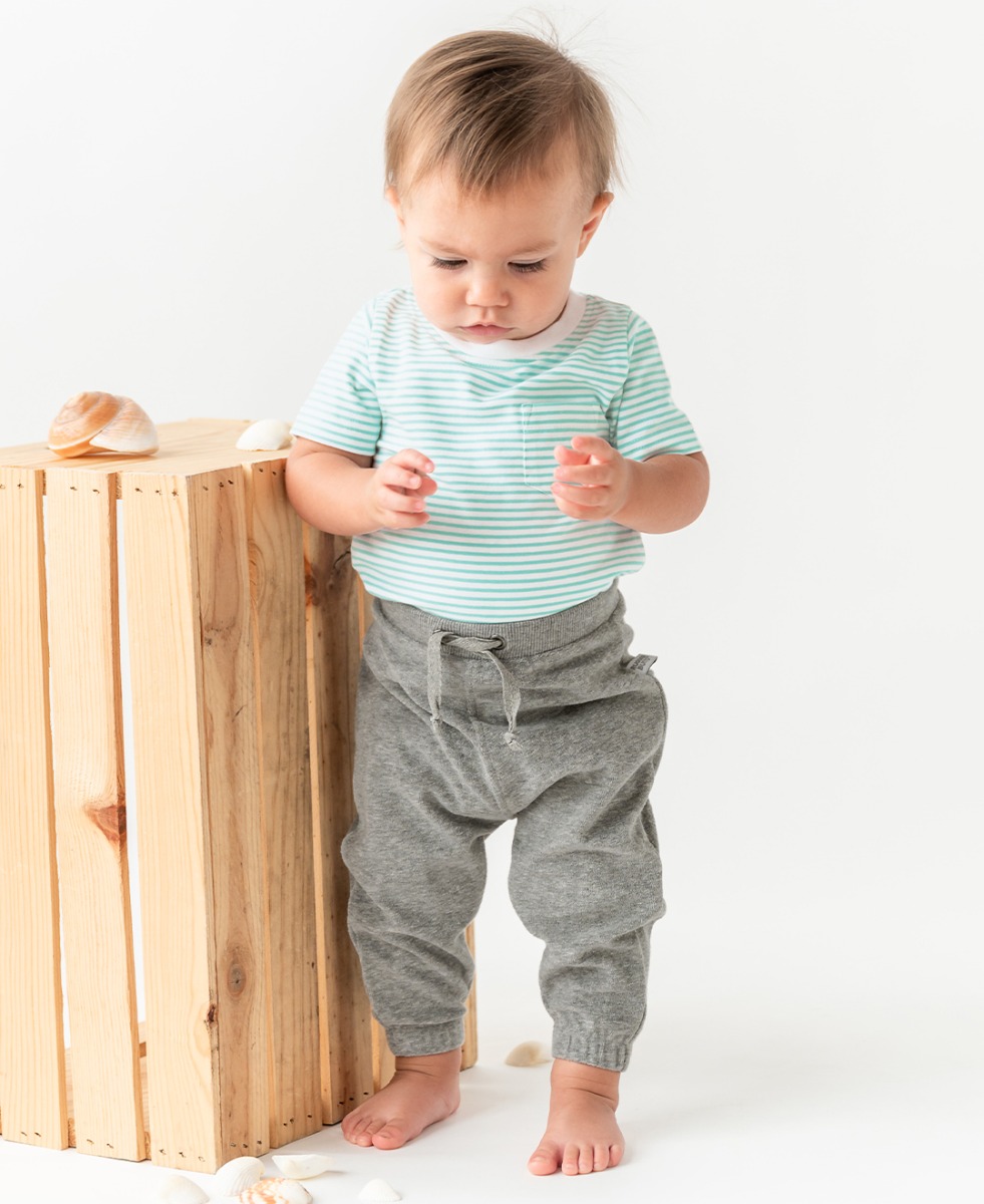 Vintage Aqua Stripe Short Sleeve Pocket Bodysuit