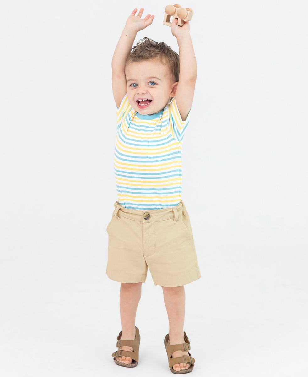 Bay Breeze Stripe Knit Short Sleeve Pocket Bodysuit