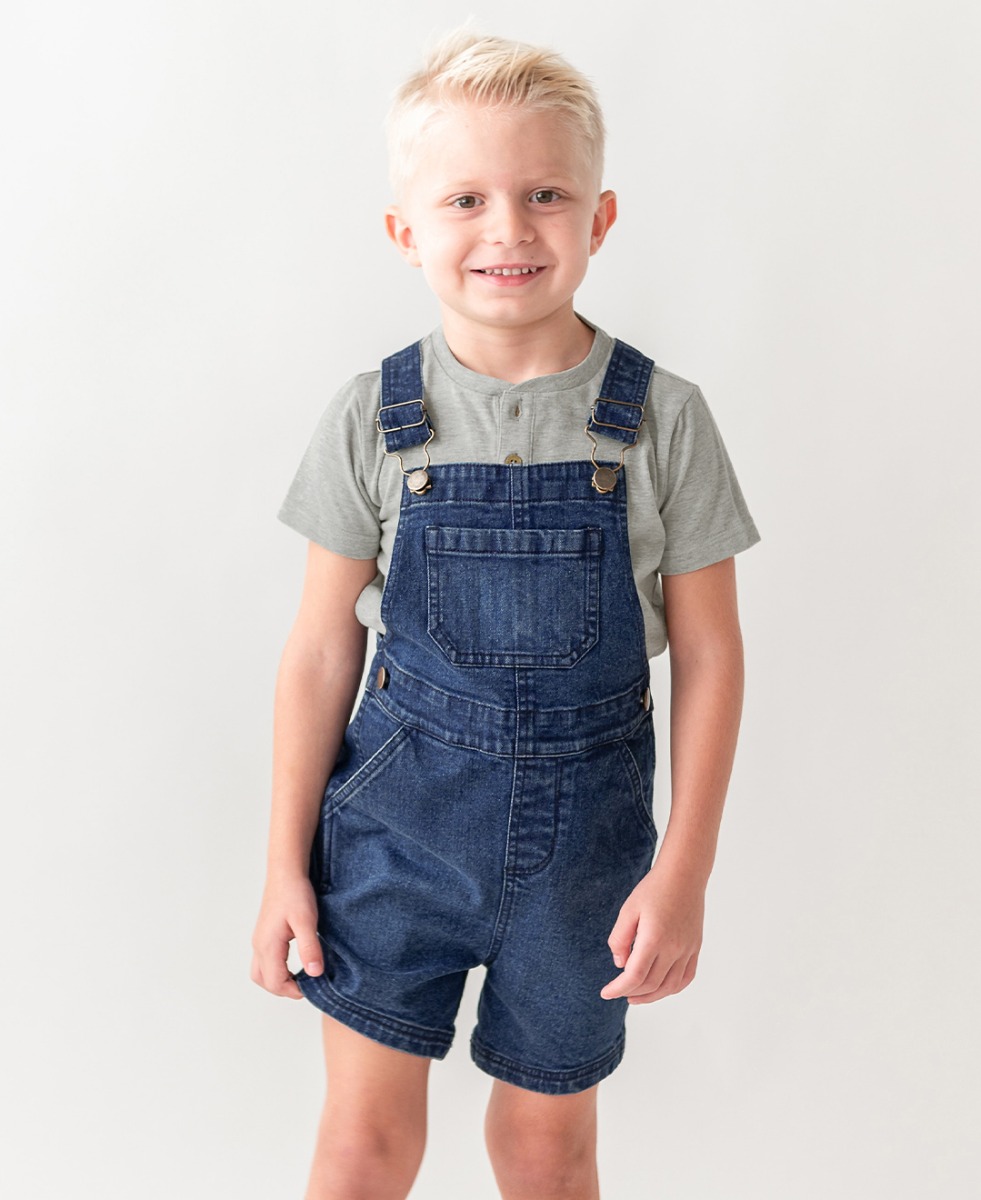 Medium Wash Denim Short Overall
