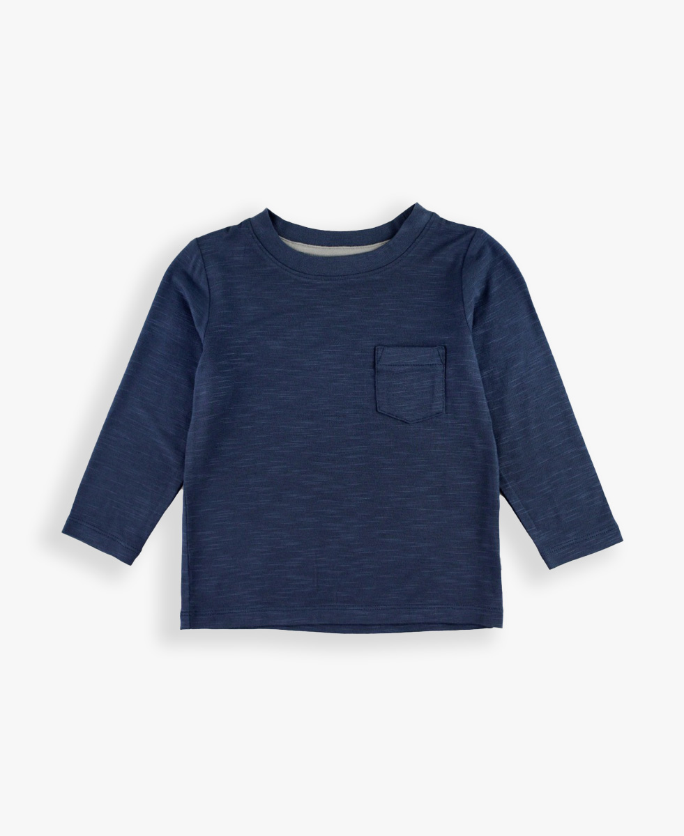 Dark Navy Ultrasoft Knit Long Sleeve Pocket Tee