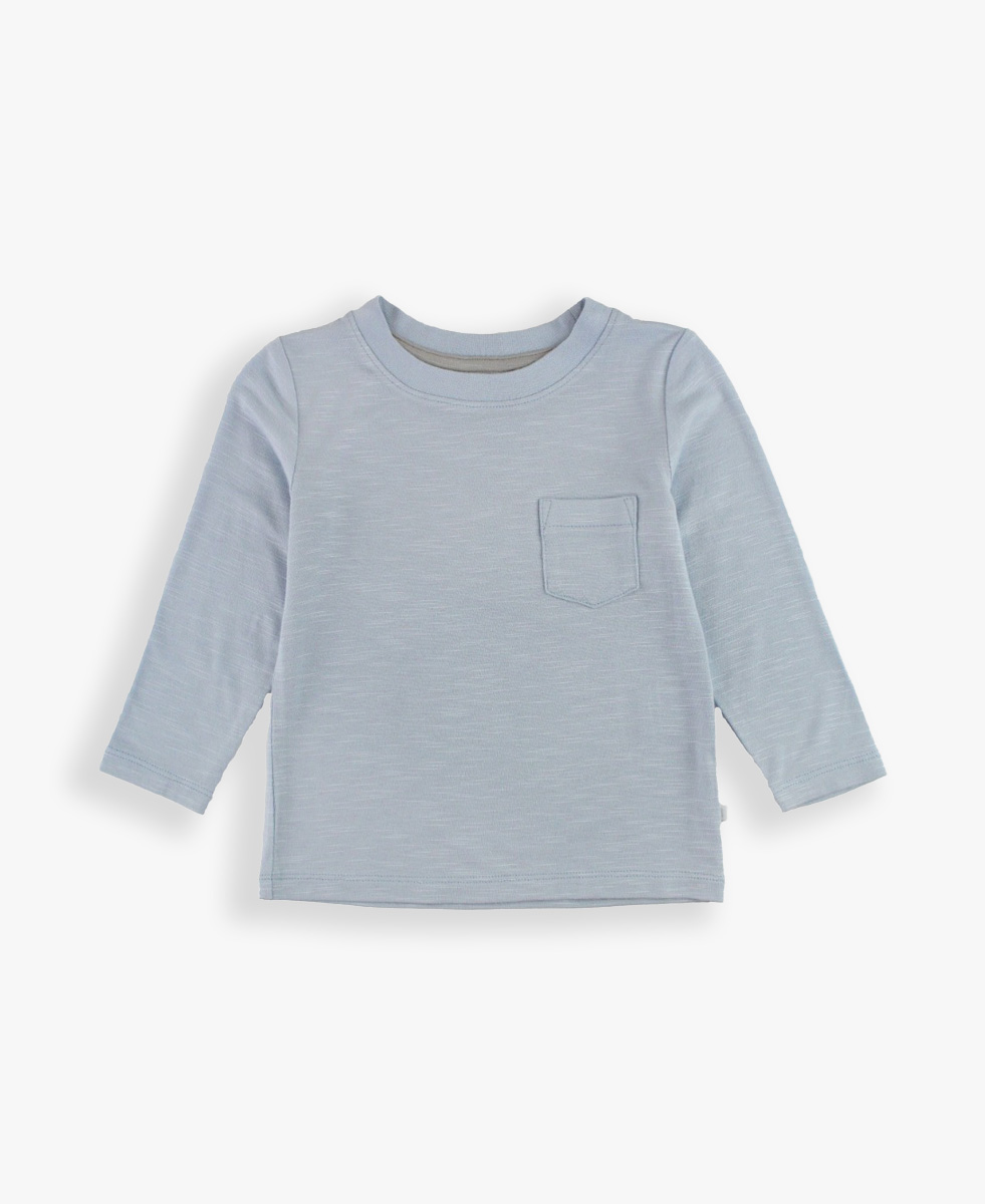 Frost Blue Ultrasoft Knit Long Sleeve Pocket Tee