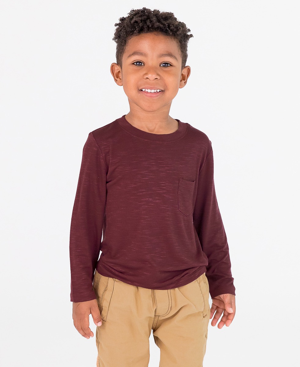 Mahogany Ultrasoft Knit Long Sleeve Pocket Tee