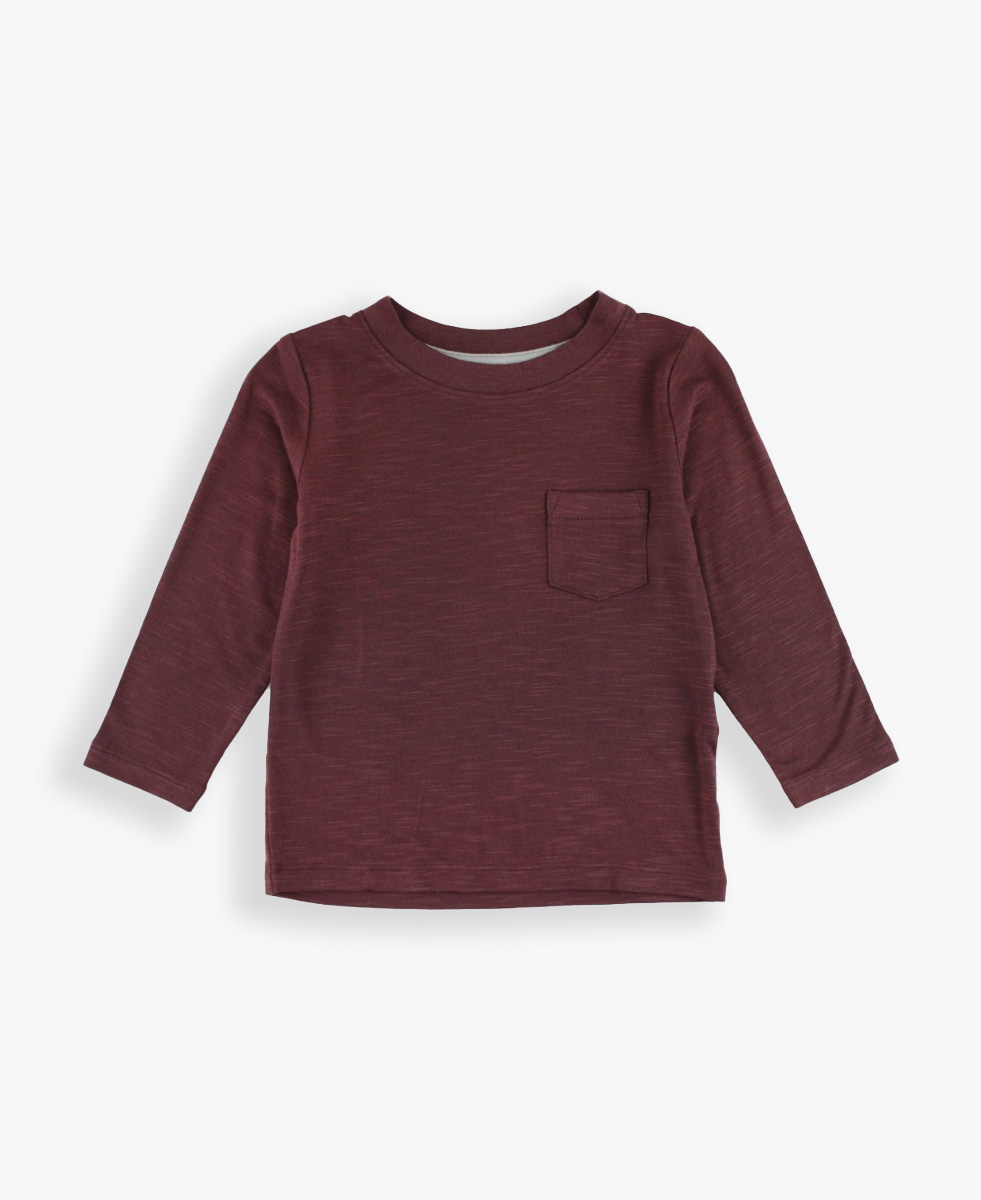 Mahogany Ultrasoft Knit Long Sleeve Pocket Tee