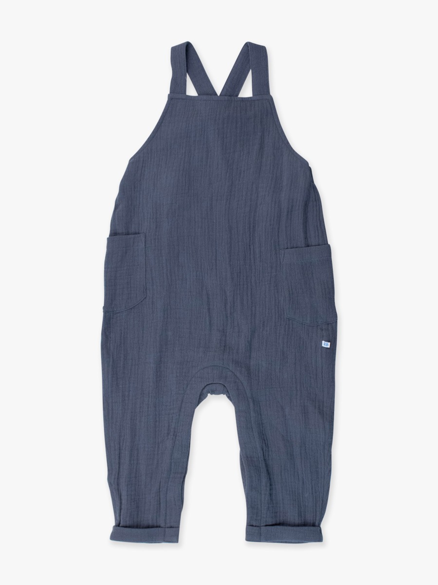 Steel Blue Cotton Gauze Overall Jumpsuit