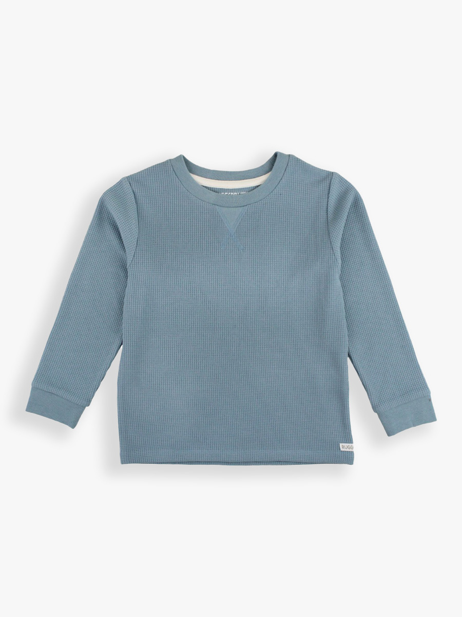 Slate Waffle Knit Long Sleeve Crew Neck Shirt