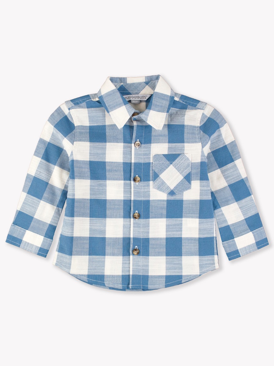 Countryside Blue Plaid Long Sleeve Button Down Shirt