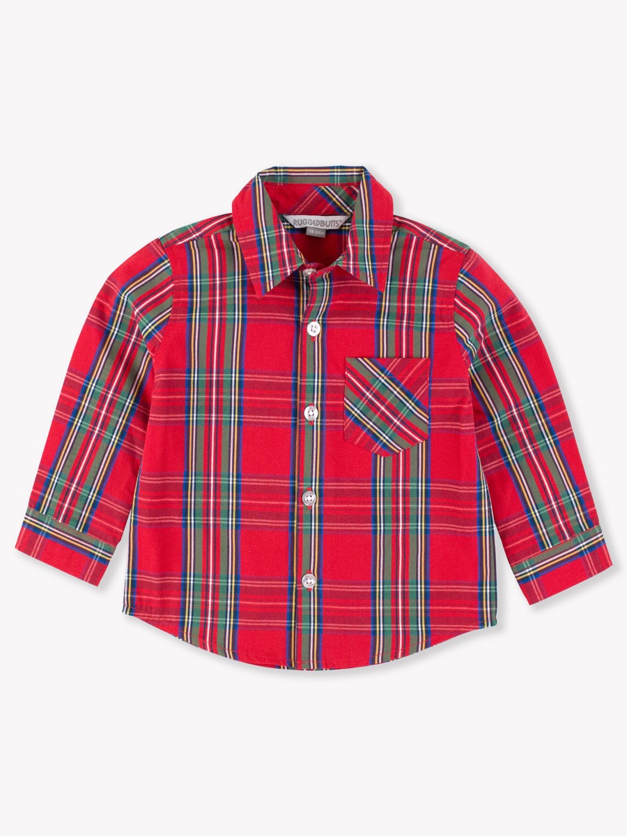 Tis The Season Plaid Long Sleeve Button Down Shirt