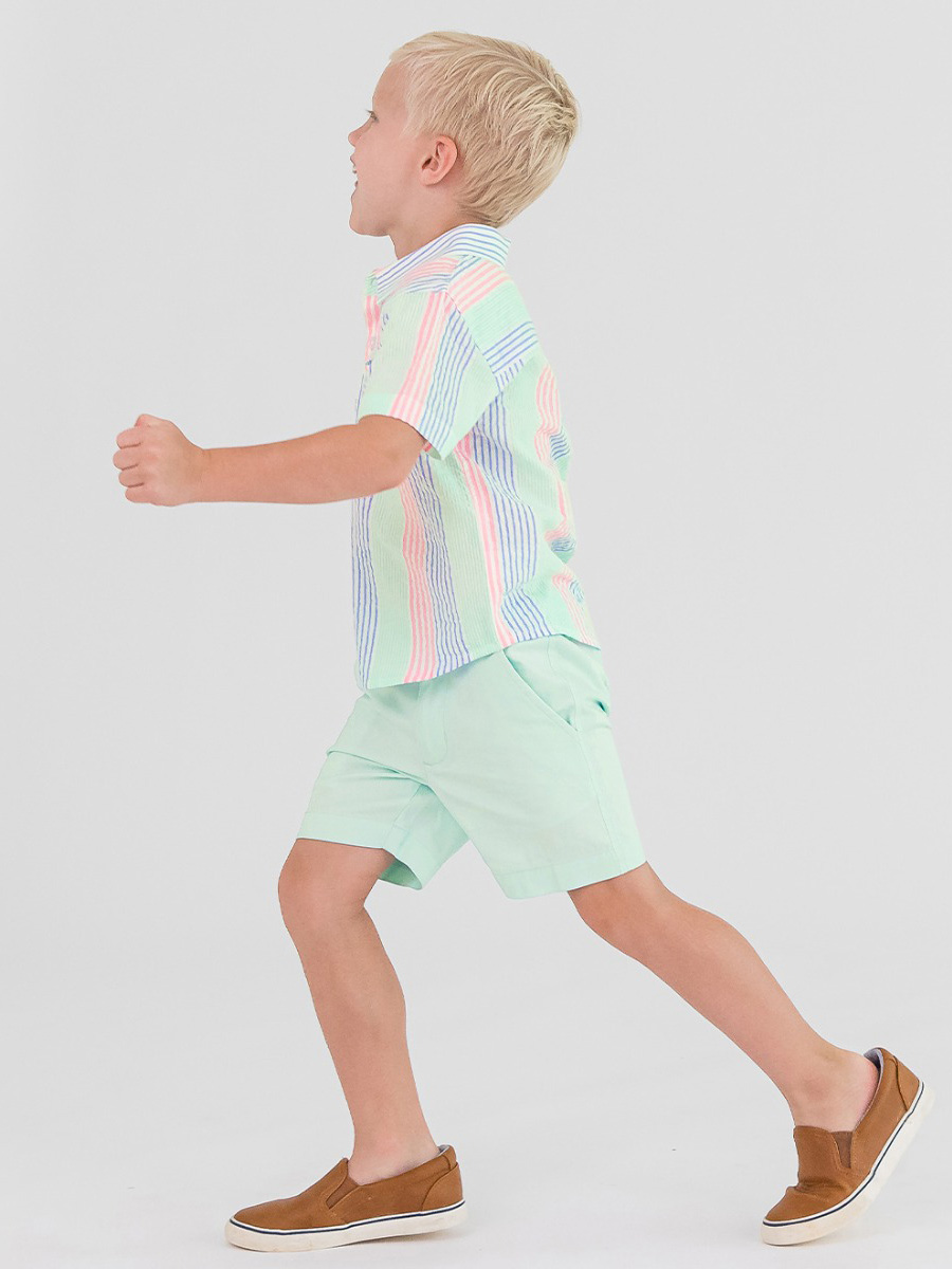Buy Green Cotton Rich Relaxed Fit Short Sleeve Cuban Collar
