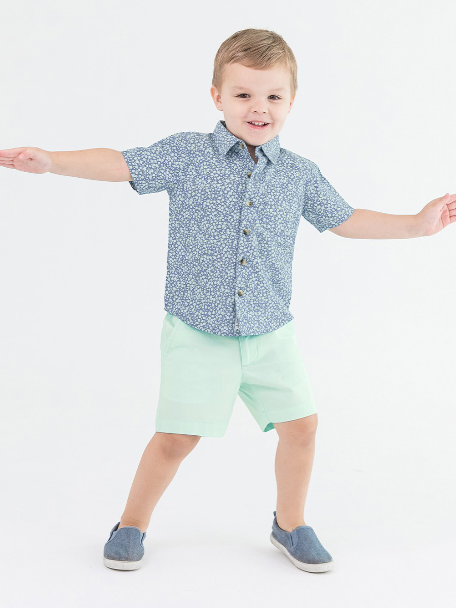 Summertime Fields Button Collar Short Sleeve Button Down Shirt