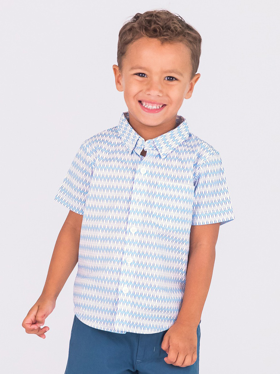 Riding the Waves Button Collar Short Sleeve Button Down Shirt
