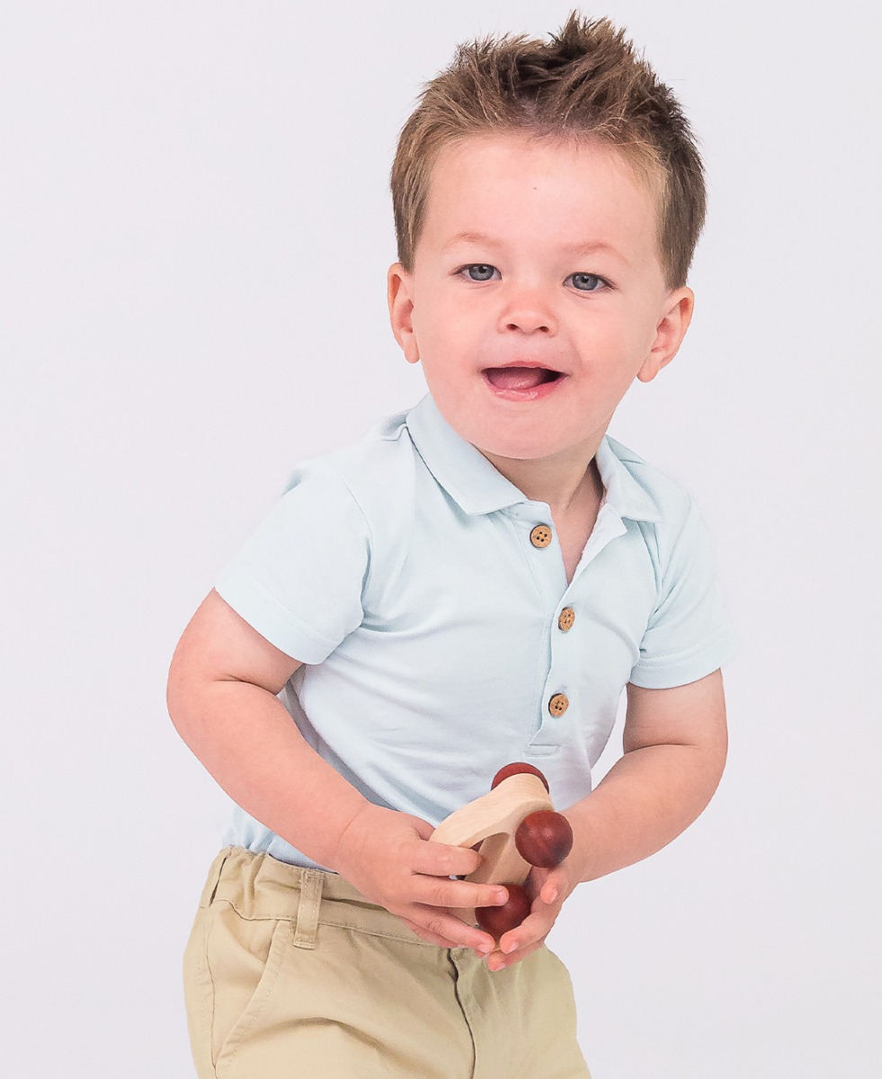 Light Blue Short Sleeve Polo Bodysuit