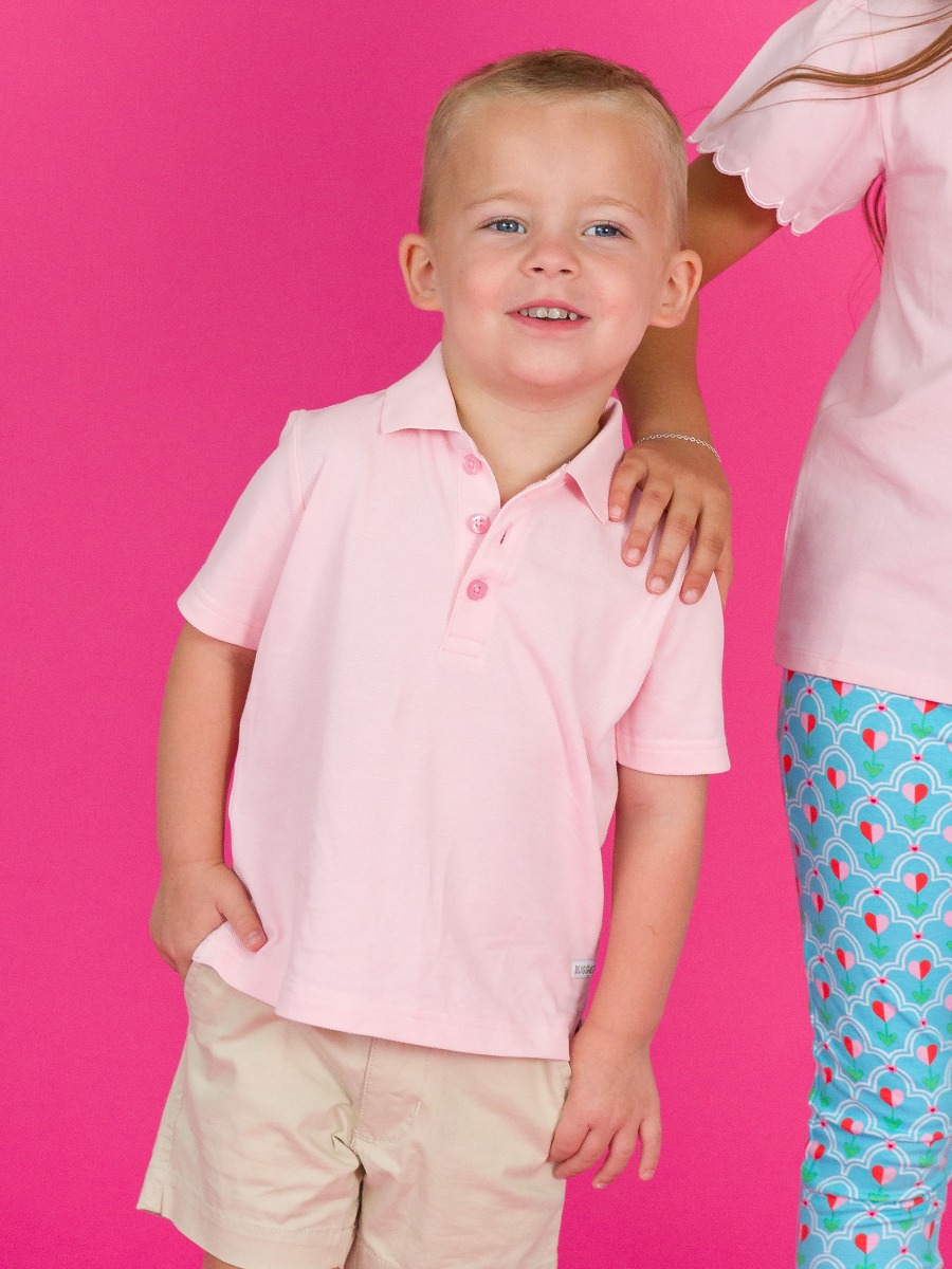Pink Pique Short Sleeve Polo Shirt