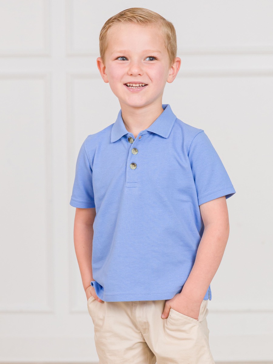 Periwinkle Blue Pique Short Sleeve Polo Shirt