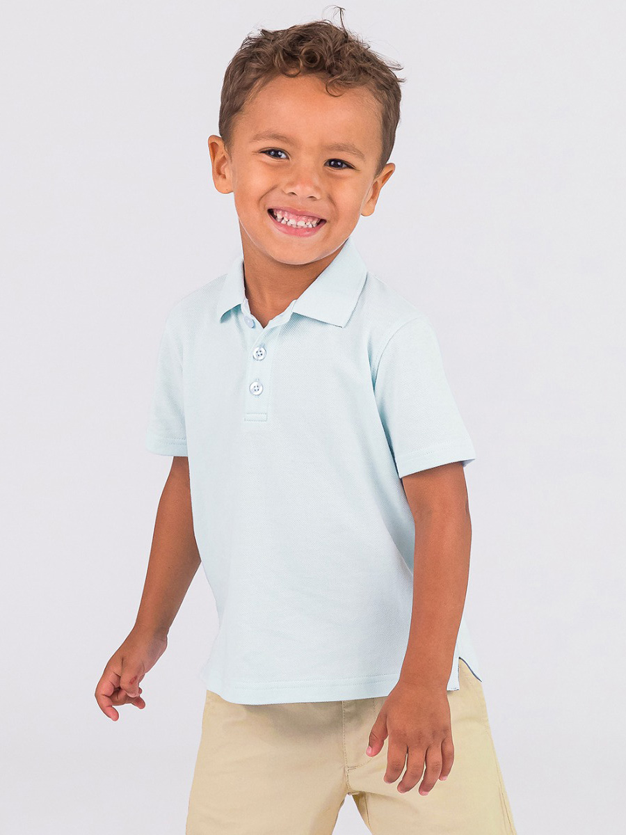 Light Blue Pique Short Sleeve Polo Shirt