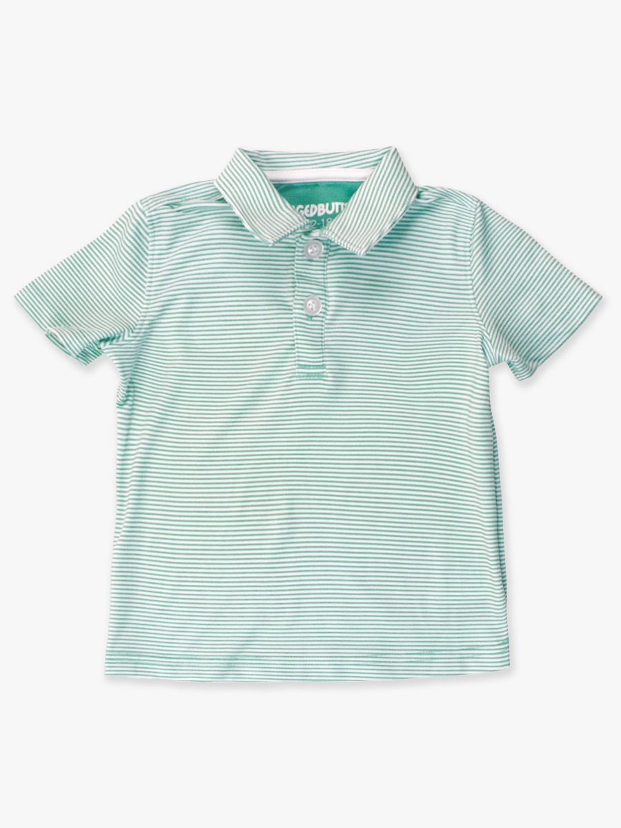 Marine Green Micro Stripe Knit Short Sleeve Performance Polo