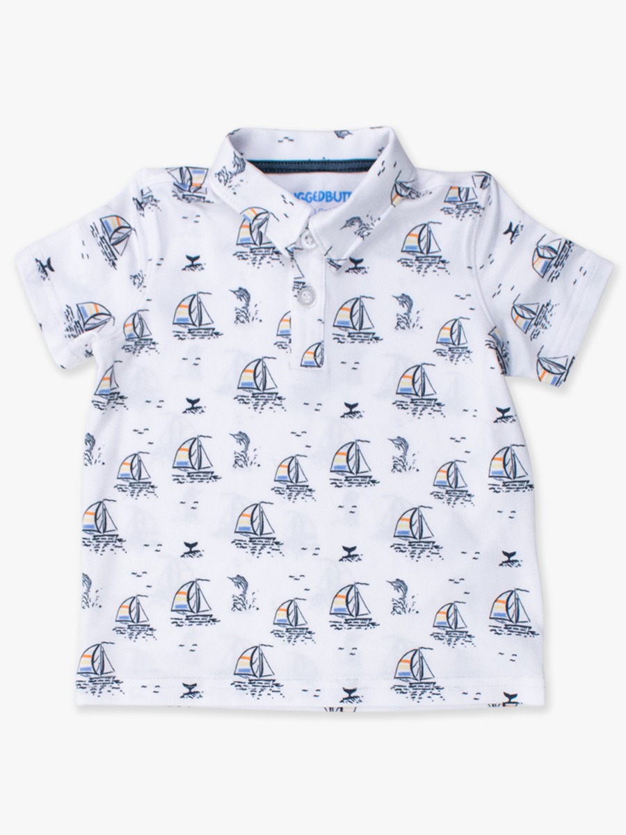 Sailing the Seas Knit Short Sleeve Performance Polo - 3-6m