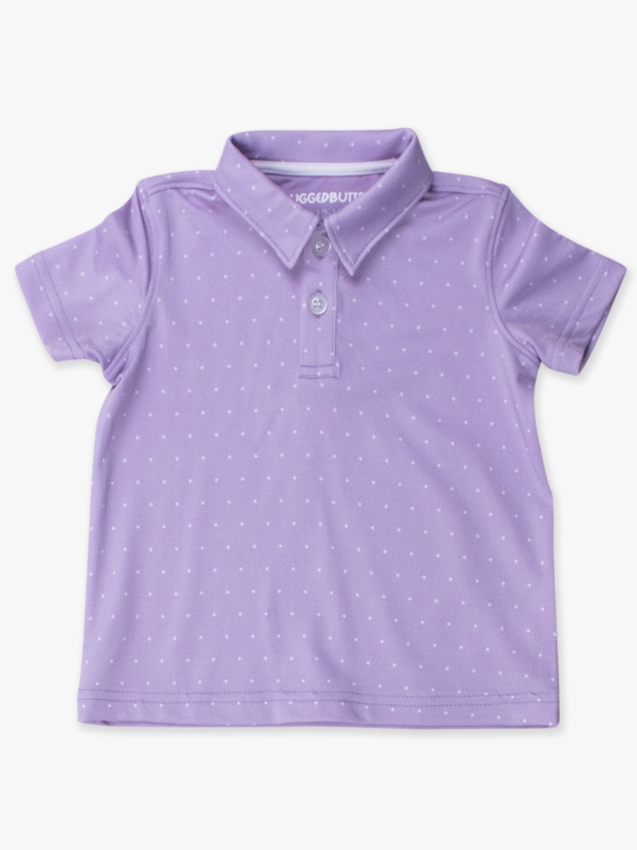 Lavender Pin Dot Knit Short Sleeve Performance Polo