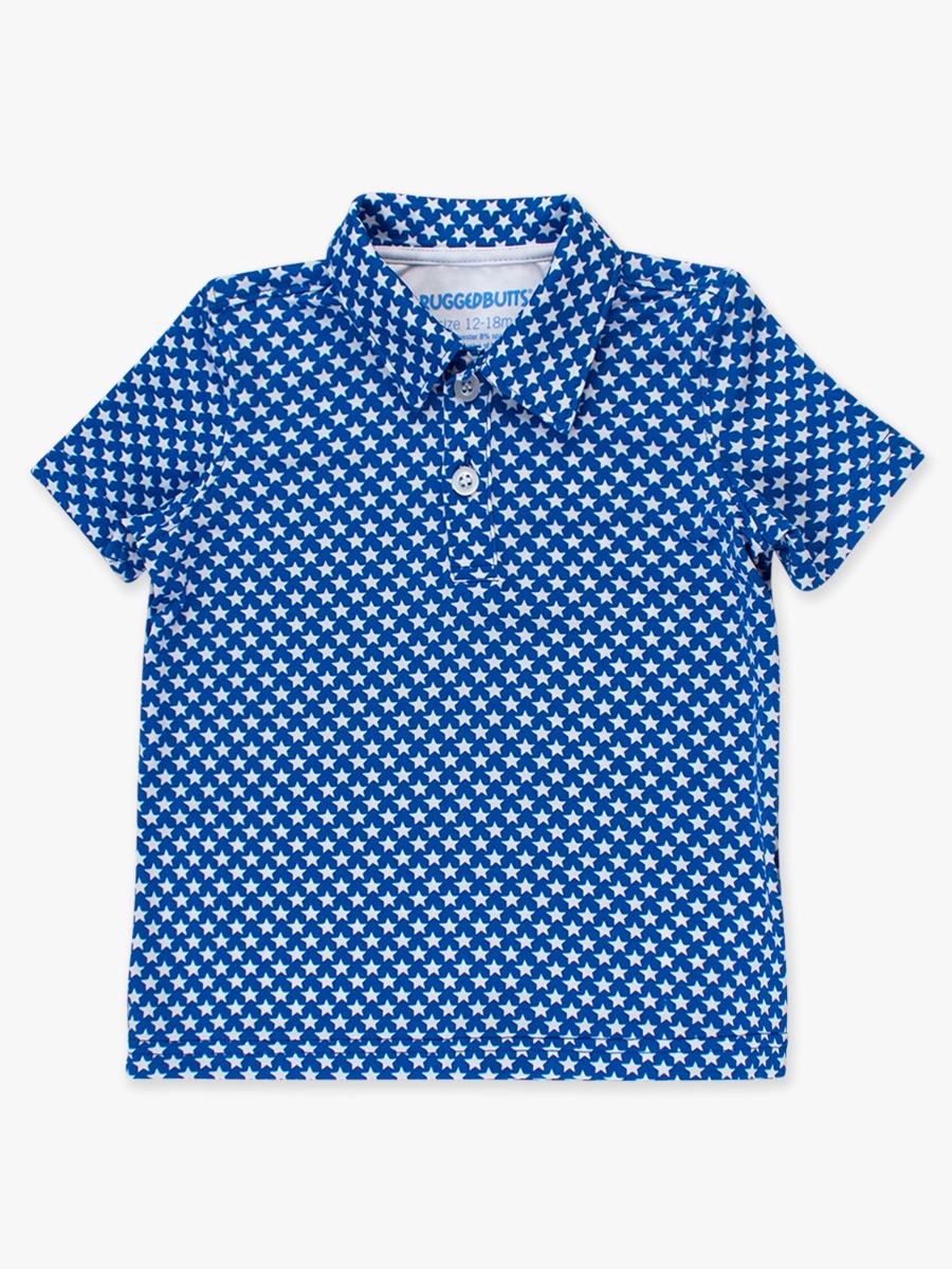 Tiny Blue Stars Knit Short Sleeve Performance Polo Shirt