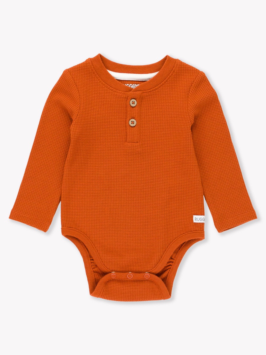 Rust Waffle Knit Henley Bodysuit