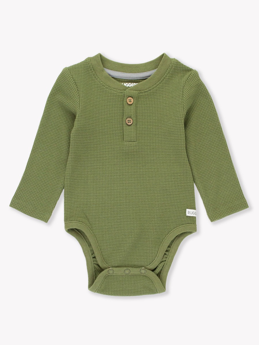 Dusty Olive Waffle Knit Henley Bodysuit