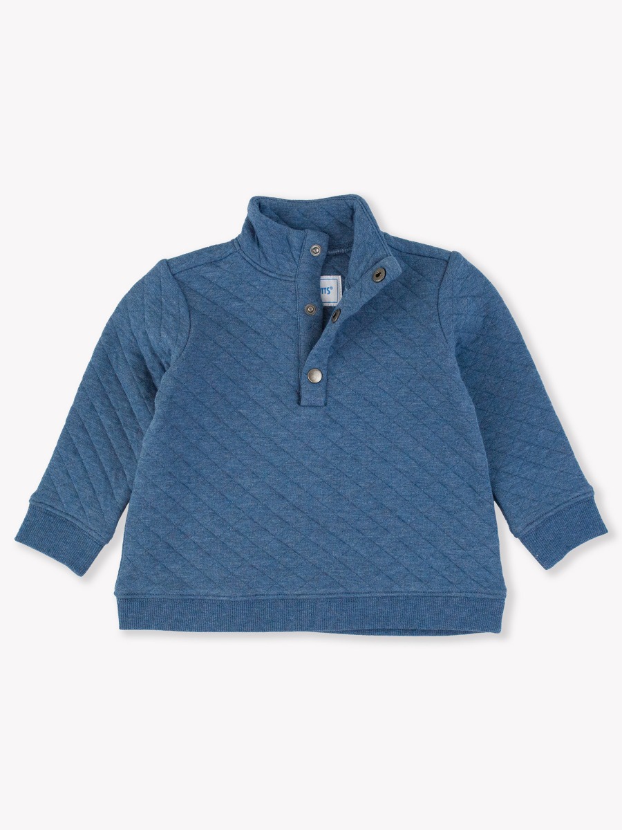 Heather Indigo Quilted Quarter Snap Sweatshirt