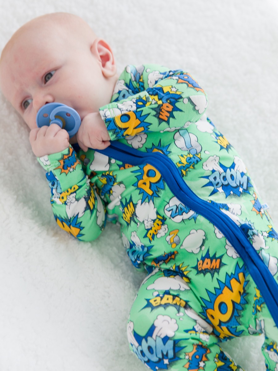 Boom Pow One Piece Footie Pajama, Bamboo Viscose