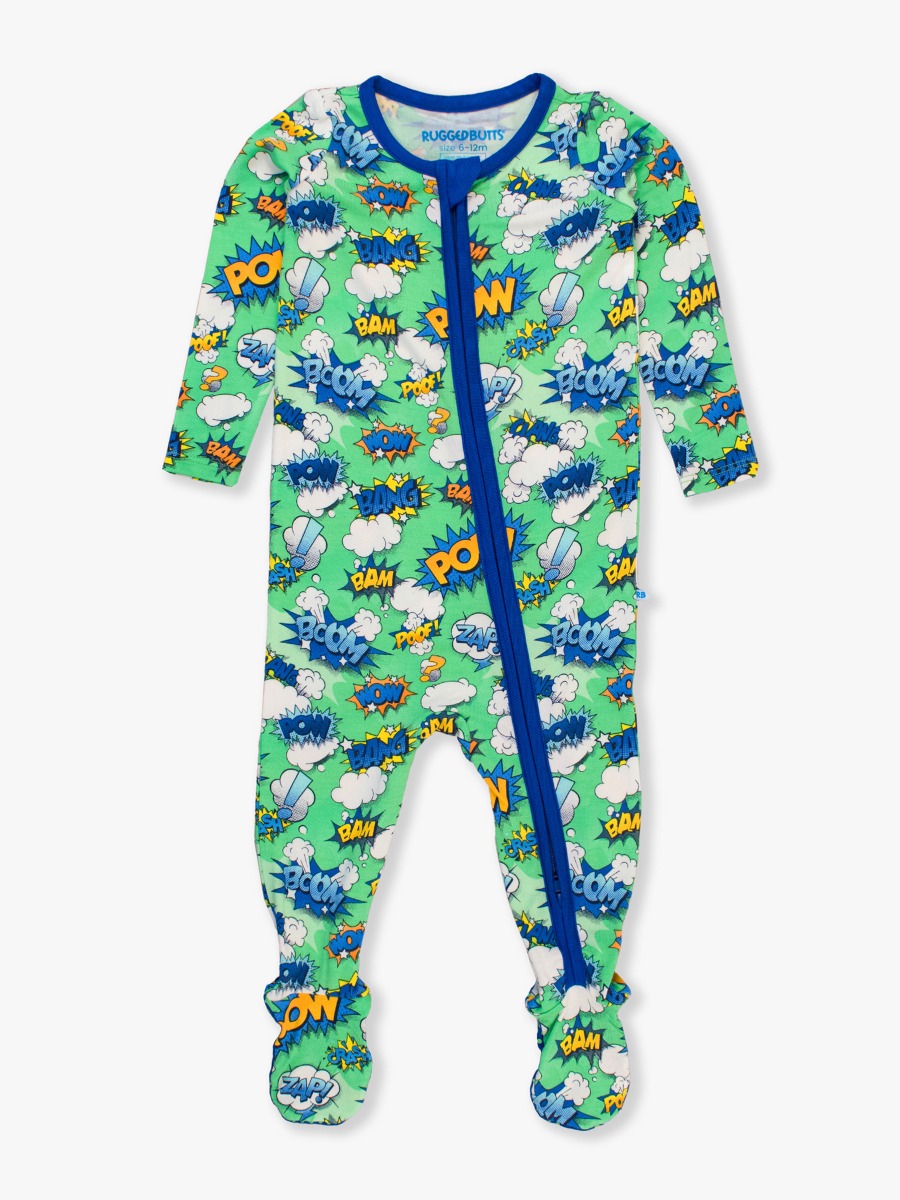 Boom Pow One Piece Footie Pajama, Bamboo Viscose