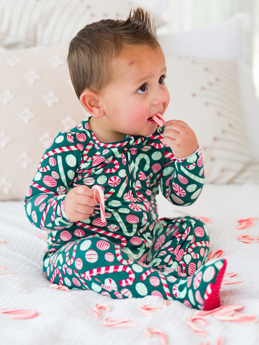 Playful Peppermint One Piece Footie Pajama, Bamboo Viscose